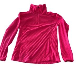 Columbia Womens Hot Pink Quilted Fleece 1/4‎ Zip Pullover Jacket Size Medium